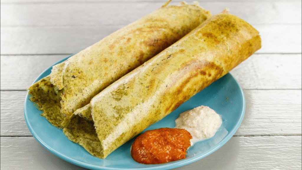 Pesarattu green moong dal dosa showcasing food diversity in India

